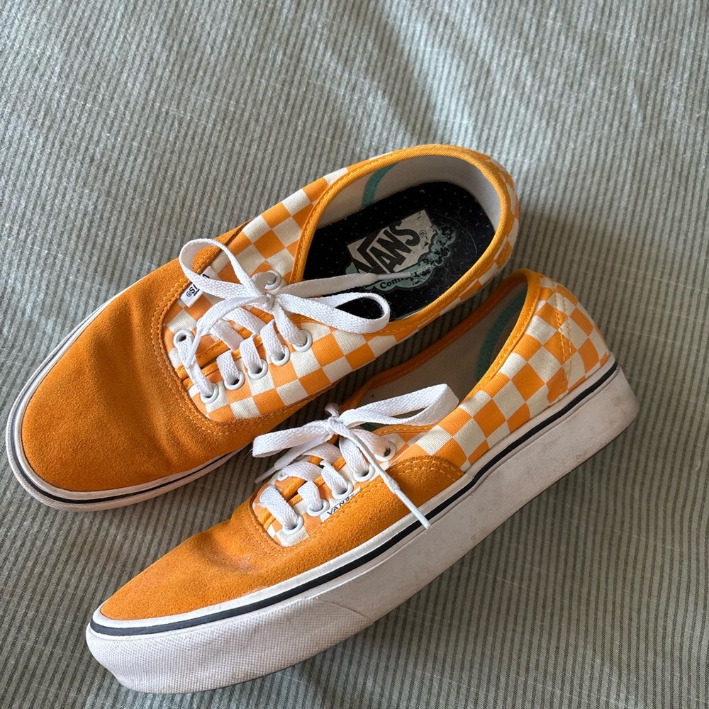 Vans Orange and White Checkered Sneakers - Picture 2 of 4
